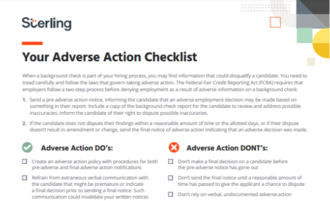 Adverse Action Checklist